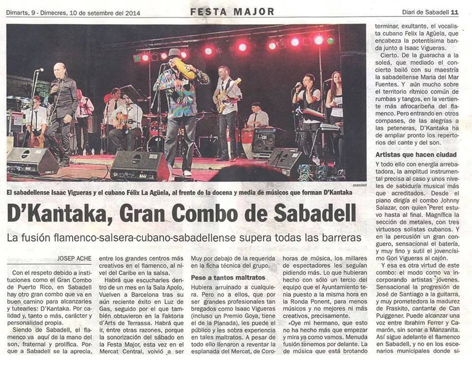 Recorte del Diari de Sabadell sobre D'Kantaka
